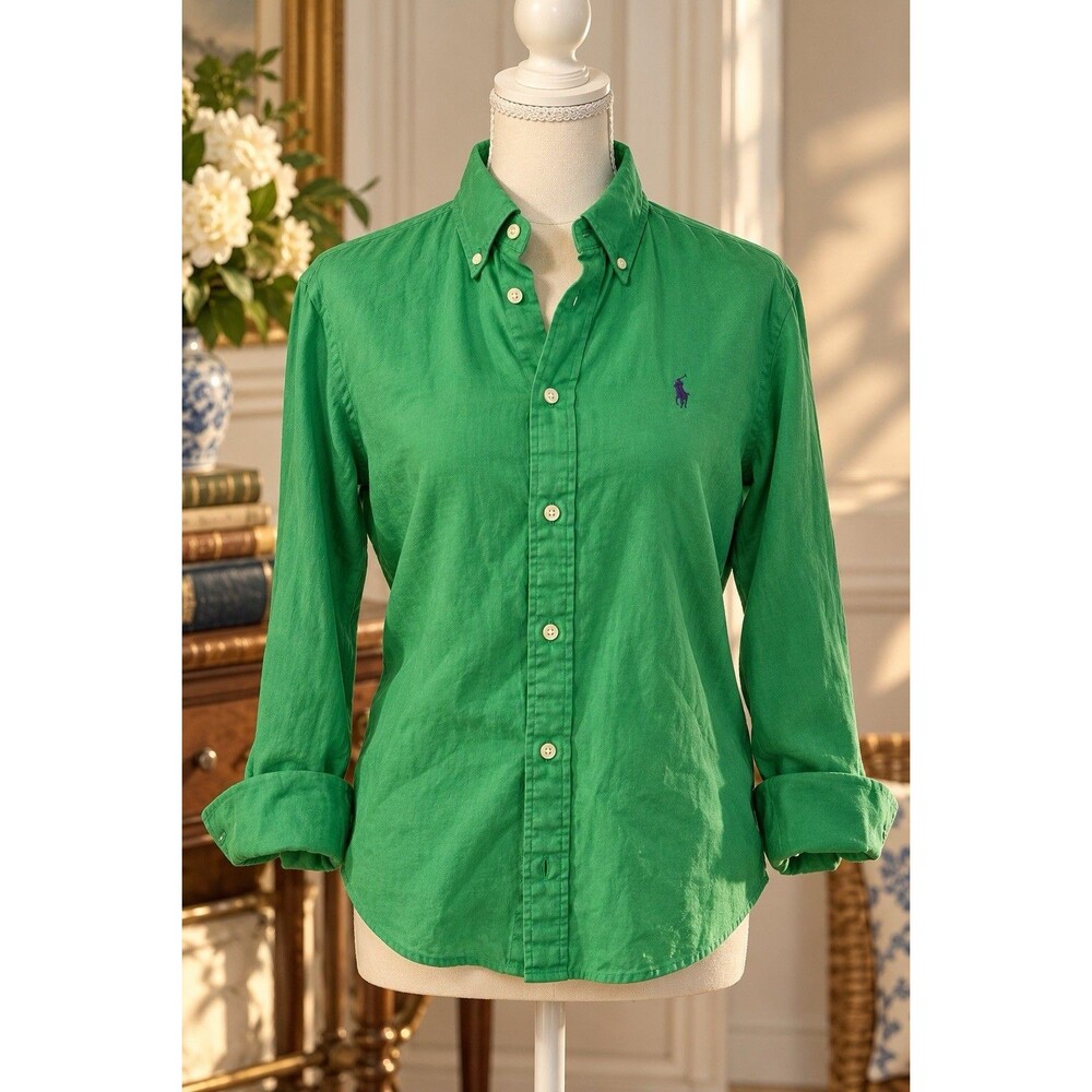 Ralph Lauren Sport Oxford Slim Fit Button Down Womens 14 Preppy blue Pony